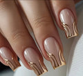Nude Pink and Metallic Golden Wavy